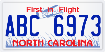 NC license plate ABC6973