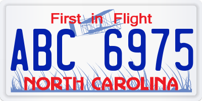 NC license plate ABC6975