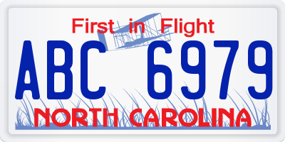 NC license plate ABC6979