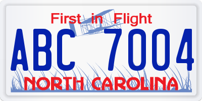NC license plate ABC7004
