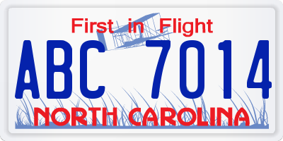 NC license plate ABC7014