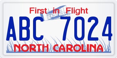NC license plate ABC7024