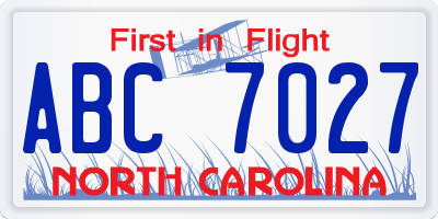 NC license plate ABC7027