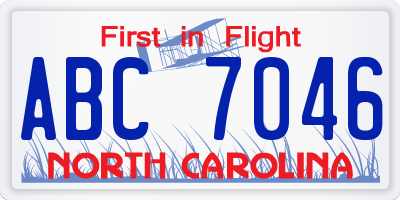 NC license plate ABC7046