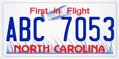 NC license plate ABC7053