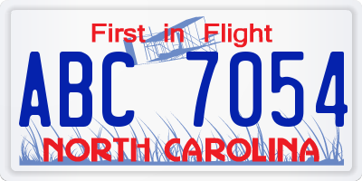 NC license plate ABC7054
