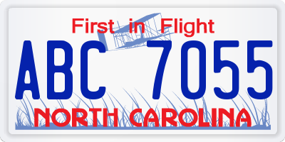 NC license plate ABC7055