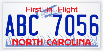 NC license plate ABC7056