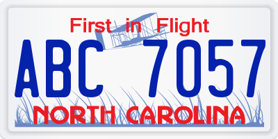 NC license plate ABC7057