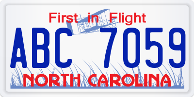 NC license plate ABC7059