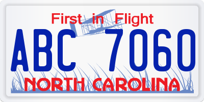 NC license plate ABC7060