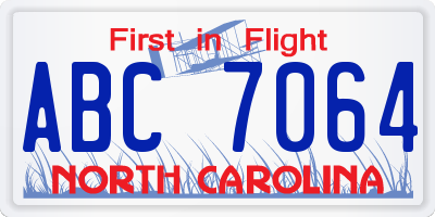 NC license plate ABC7064