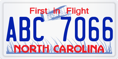 NC license plate ABC7066