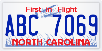 NC license plate ABC7069