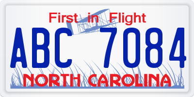 NC license plate ABC7084