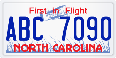 NC license plate ABC7090