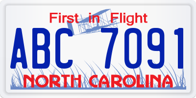 NC license plate ABC7091