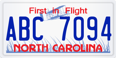 NC license plate ABC7094