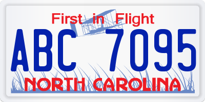 NC license plate ABC7095