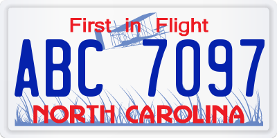 NC license plate ABC7097
