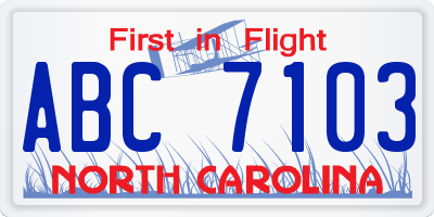 NC license plate ABC7103