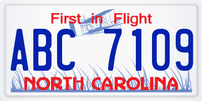 NC license plate ABC7109