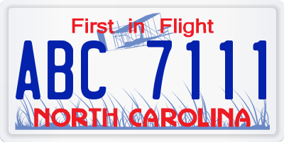 NC license plate ABC7111