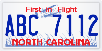 NC license plate ABC7112