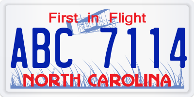 NC license plate ABC7114