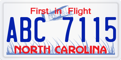 NC license plate ABC7115