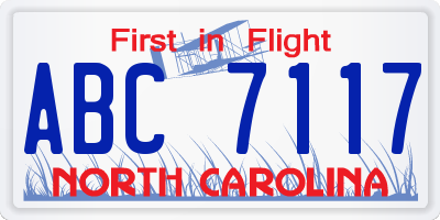 NC license plate ABC7117