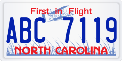 NC license plate ABC7119