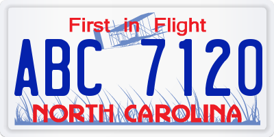 NC license plate ABC7120