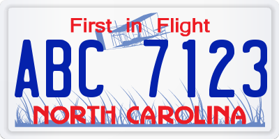 NC license plate ABC7123