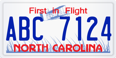 NC license plate ABC7124