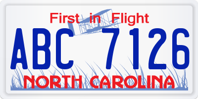 NC license plate ABC7126