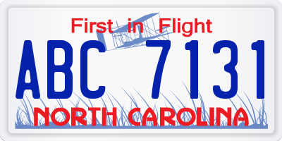 NC license plate ABC7131