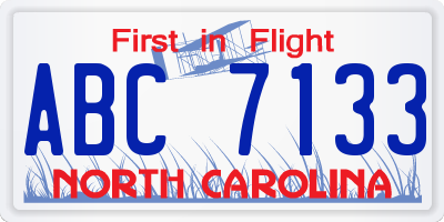 NC license plate ABC7133