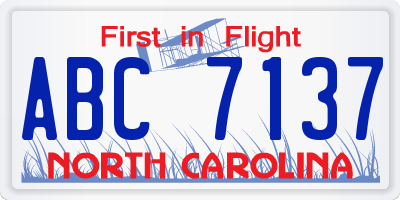 NC license plate ABC7137