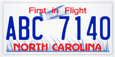 NC license plate ABC7140