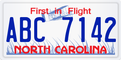 NC license plate ABC7142