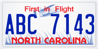 NC license plate ABC7143