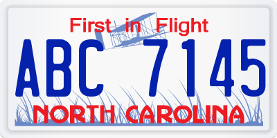 NC license plate ABC7145