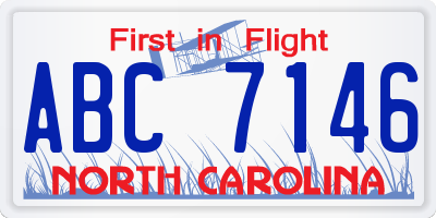 NC license plate ABC7146