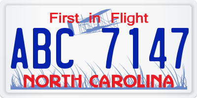 NC license plate ABC7147