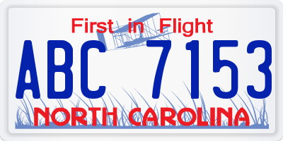 NC license plate ABC7153