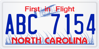 NC license plate ABC7154