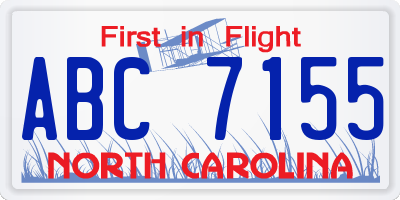 NC license plate ABC7155