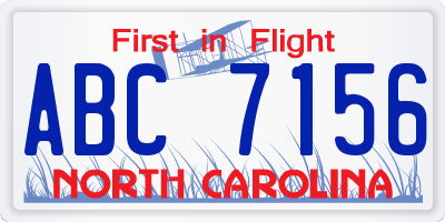 NC license plate ABC7156