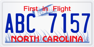 NC license plate ABC7157